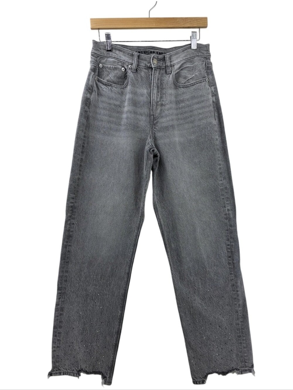 American Eagle AE Strigid High-waisted Baggy Straight Embellished Jean Size 6